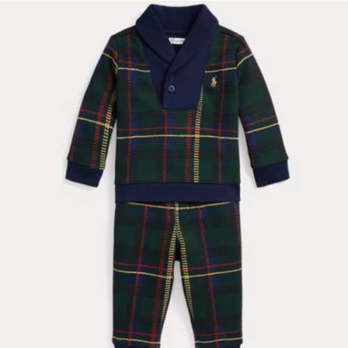 Plaid Fleece Sweatshirt & Pant Set