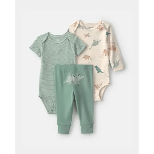 Baby Boy 3-Piece Dinosaur Bodysuit & Pant Set - Green/Ivory | Carter's