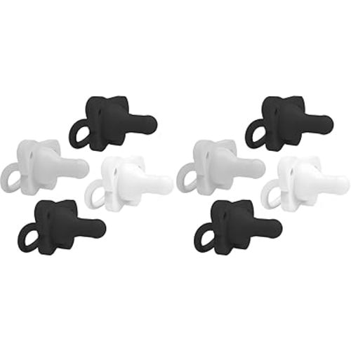 Dr. Brown's HappyPaci 100% Silicone Baby Pacifier, Contoured One-Piece Design, Gray, Black, White, 0-6m, BPA-Free, 8-Pack