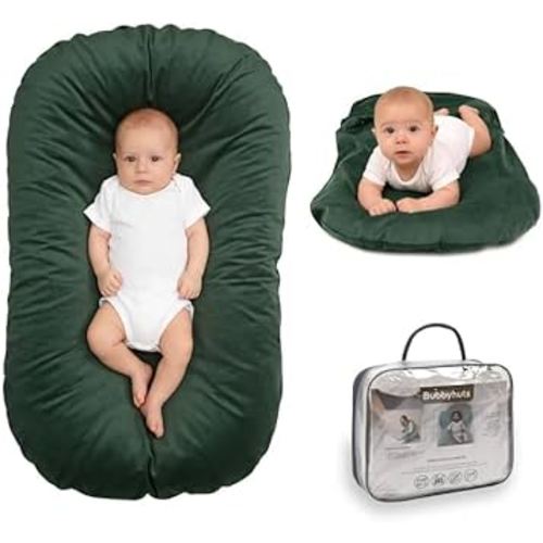 Baby Lounger - Snuggle Cozy Me Infant Lounger for Newborn 0-12 Months, Flannel Cover，Portable Breathable & Soft Baby Nest Lounger for Home and Travel - Moss