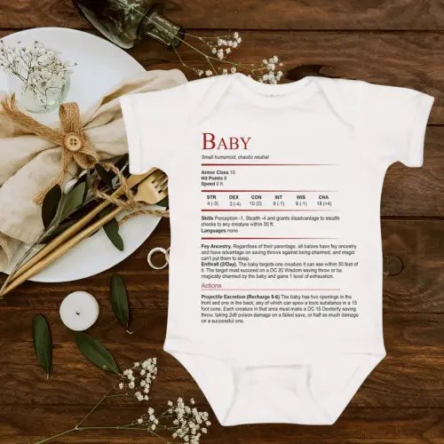 D&D Baby Stat Block Bodysuit