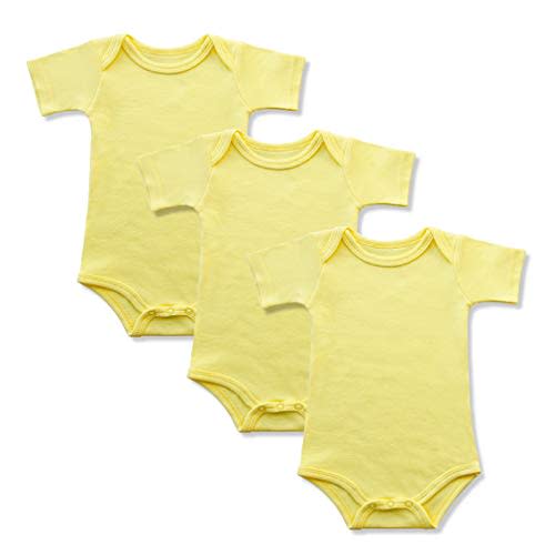 GLEAMING GRAIN Baby Onsies 100% Cotton Short Sleeve Baby Bodysuits Solid Color Infant Bodysuits for Newborn Baby 3-Pack