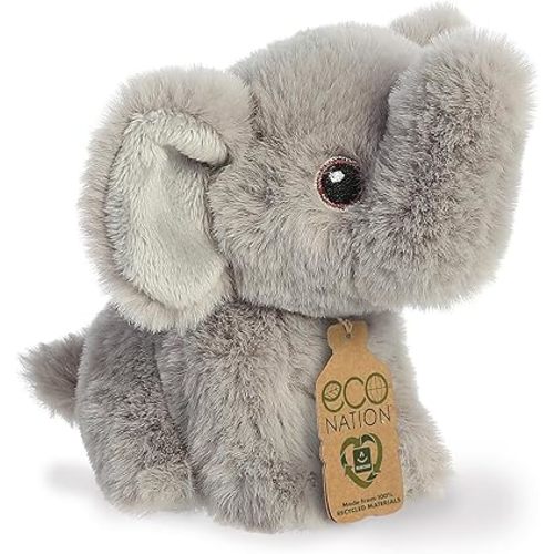 Aurora® Responsibly Made Eco Nation™ Mini Elephant Stuffed Animal - Ideal for Playtime Adventures - Perfect for Birthdays or Just Because - Gray 5 Inches