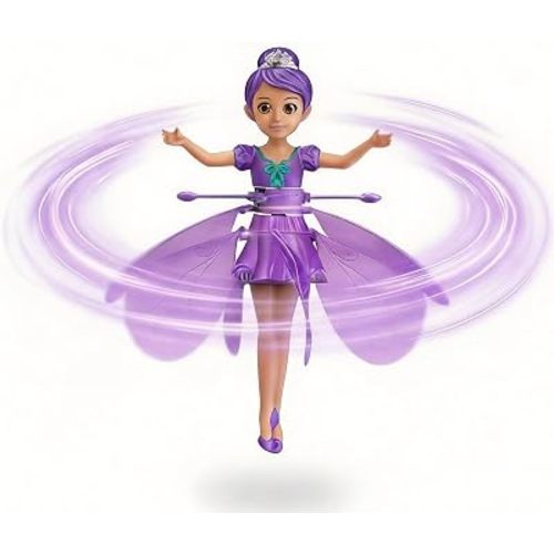 Purple Flying Fairy Doll Toy with Rotating Skirt Wings