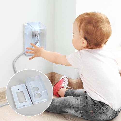 EUDEMON 1 Pack Baby Safety Electrical Outlet Cover Box Childproof Large Plug Cover for Babyproofing Outlets Easy to Install & Use (Transparent)