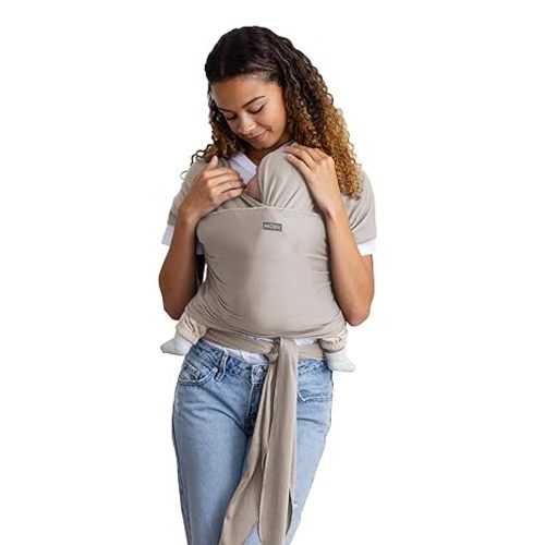 Moby Basics Baby Wrap Carrier for Newborns to Toddlers (8-33lbs), Infant Sling Carrier, Lightweight & Hands Free Design, Adjustable for All Body Types (Morning Dove)