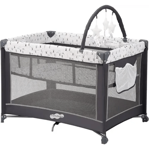 Pamo Babe Pack and Play with Bassinet, Portable Playard for Baby