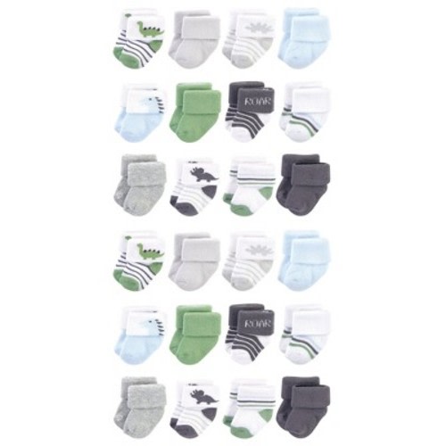 Hudson Baby Cotton Rich Baby Terry Socks 24-Pack, Boy Dino, 0-3 Months