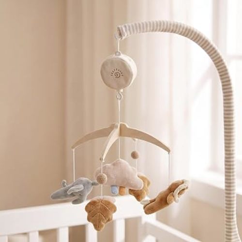 Safari Baby Mobile for Crib with Music Box and Crib Mobile Arm