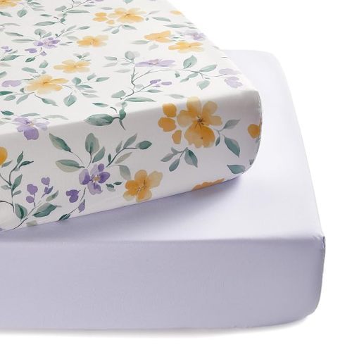 Baby Crib Sheets for Boys Girls, Super Soft Toddler Bed Sheets, 2 Pack Sheets for Standard Crib Mattress 28x52in, Brilliant Little Flowers