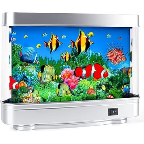 Fish Lamp Fake Fish Tank – Quiet Sensory Light Artificial Aquarium with Motion – Baby Aquarium Lamp for Crib & Kids Bedroom – Frutiger Aero Decor Night Light for Cats & Office Desk