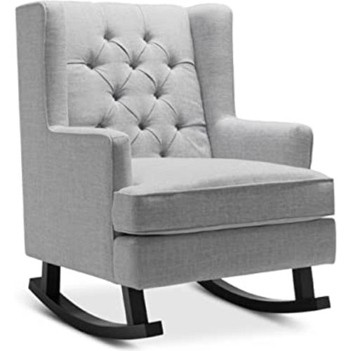 Best Choice Products Rocking Accent Chair, Tufted Upholstered Luxury Velvet Wingback for Nursery, Living Room, Bedroom w/Wood Frame - Gray