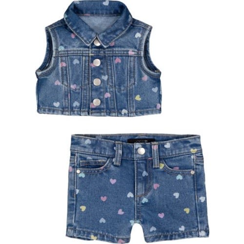 Heart Print Denim Vest & Shorts Set, 12M
