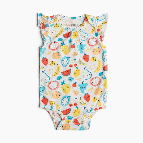 Loulou Lollipop Flutter Sleeve Bodysuit - Cutie Fruits, 3-6 Months