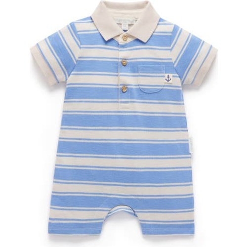 Striped Polo Romper, 3-6M