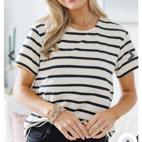 NURSING COLLECTION: Lucky You White Striped Tee