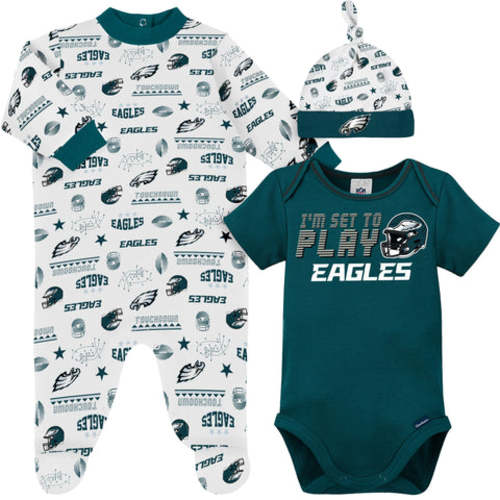 3-Piece Baby Boys Philadelphia Eagles Bodysuit, Sleep &#39;N Play, and Cap Set