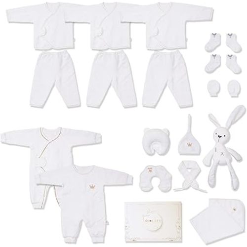 Neo Life 20-Piece Bunny Winter Organic Cotton Baby Gift Set – Luxury Baby Shower Layette Hamper, Newborn Essentials, Unisex 3-6 Months