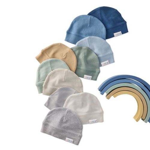 Butterblu CHARLIE 10-Pack Baby Hats Seafoam Terra Rainbow One Size