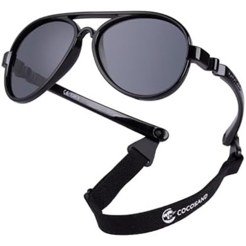 COCOSAND Baby Aviator Polarized Sunglasses with Adjustable Strap for Baby Infant Girl Boy 0-18 Months