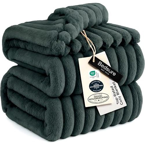 Bedsure Soft King Size Blankets for Bed Mallard Green 108"x90"