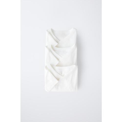 THREE-PACK OF BASIC SHORT SLEEVE KIMONO COLLAR BODYSUITS - Oyster-white | ZARA United States