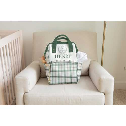 Custom Golf Diaper Bag Baby Shower Gift For Golf Nursery Theme Baby Boy Golf Personalized Diaper Bag Boy Diaper Backpack Gingham