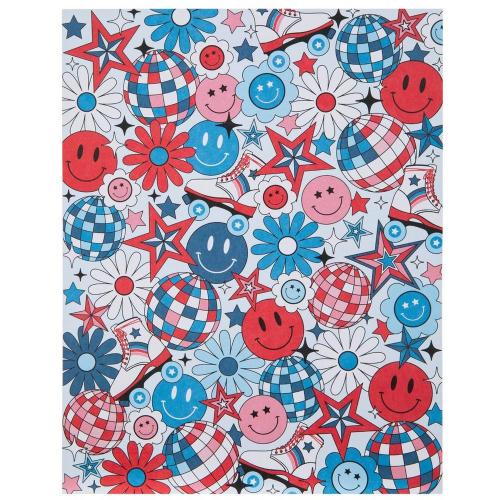 Patriotic Smiley Face & Stars Scrapbook Paper - 8.5" x 11"
