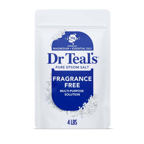 Dr Teal's Epsom Salt Magnesium Soak, Fragrance Free, 4 lbs, Vegan Muscle Pain Relief