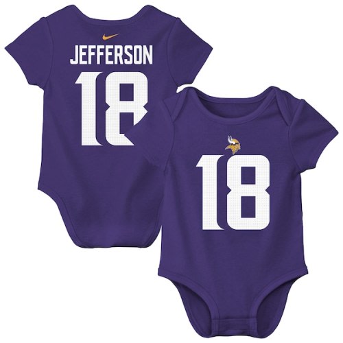 Newborn & Infant Minnesota Vikings Justin Jefferson Nike Purple Player Name & Number Bodysuit
