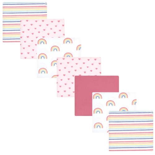 Luvable Friends Hudson Baby Flannel Receiving Blankets 7pk, Sweet Rainbow