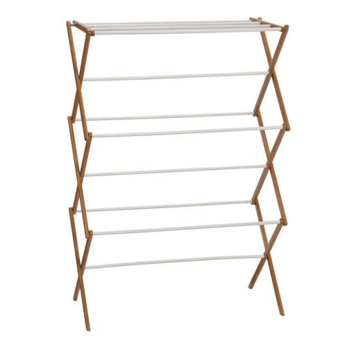 Rebrilliant Bamboo Folding Clothes Drying Rack, Upscale Laundry Rack with 11 Coated Dowels, Environmentally Friendly, Stable Frame, Shelf for Drying Flat & Reviews | Wayfair