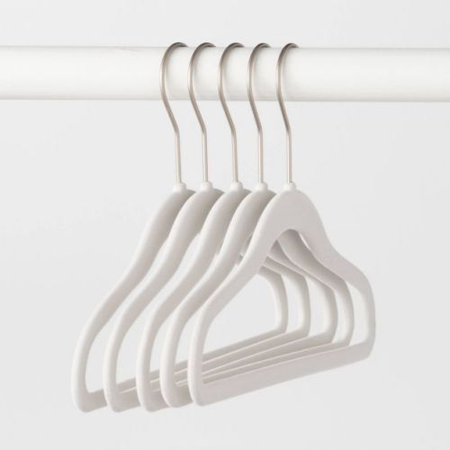 5pk Kids' Flocked Hangers White - Brightroom™: Velvet Baby & Toddler Clothes Hangers, 1 Year Warranty