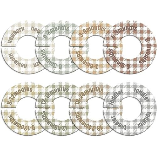 WSICSE Baby Closet Dividers,Round Baby Clothes Dividers for Closet Nursery Closet Organizer & Decor for Sorting 8 Designs Fits 1.5" Rod