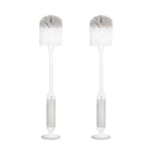 Ubbi Deluxe Baby Bottle Brush Set, Bottle Brush and Nipple Brush with Suction Cup, Baby Cleaning Essentials, Set of 2, Gray