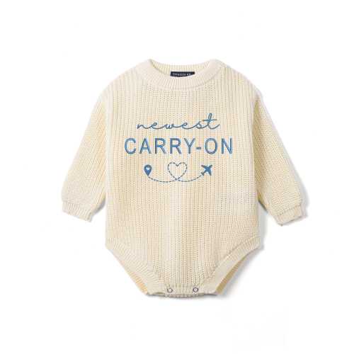 Newest Carry On Knit Baby Romper, Travel Theme Baby Outfit, Going Home Outfit, Travel Baby Gifts, Baby Shower Gift, Pregnancy Announcement