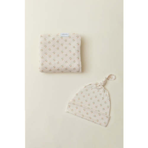 Blush Floret Swaddle + Hat Set