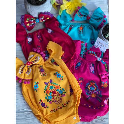 Mexican Traditional Baby Bodysuit. Floral Hand Embroidered Bodysuit. Authentic Mexican Baby Clothes.Mexican Baby Newborn Shoot.