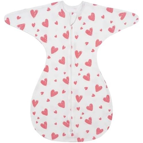 ZIGJOY Baby Transitional Swaddles for Newborns: 0.5 Tog Arms Up Sleep Sack 3-6-12 Months Soft Cotton Shark Fin 2 Way Zipper