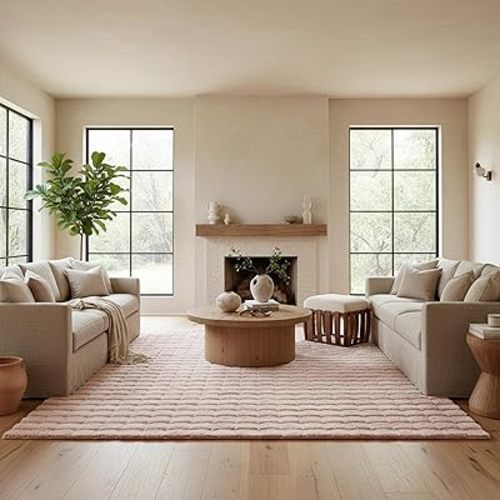 nuLOOM 7'6' x 9'6' Cozy Plush Area Rug, Machine Washable, Non-Slip, Soft Fluffy Shag Carpet for Living Room Bedroom Kids Room Nursery Home Decor, Jeni Blush