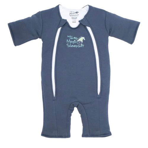 Magic Sleepsuit Baby Merlin's Cotton Baby Swaddle Transition Product - Soft and Cozy Design, Double Zipper for Easy Diaper Changes, Promotes Safe Sleep, 3-6 Months - Navy Blue - Small 12-18lbs
