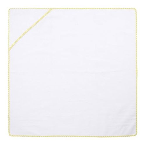 Stephan Baby 100% Cotton Terry Hooded Bath Towel, 30" X 30" Square, White with Yellow Gingham Trim