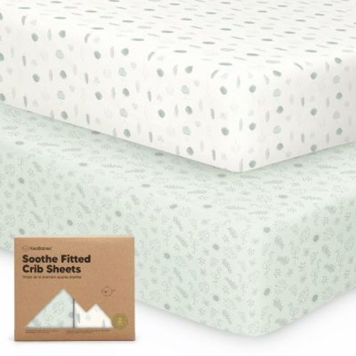 KeaBabies 2pk Soothe Fitted Crib Sheets Neutral, Organic Baby Crib Sheets, Fits 52x28 Standard Nursery Baby Mattress (Tropic Oasis)