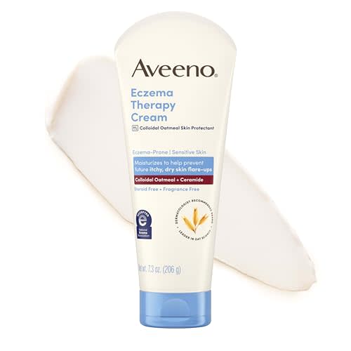 Aveeno Eczema Therapy Daily Moisturizing Body Cream for Sensitive Skin, Soothing Eczema Cream for Itchy & Dry Skin Relief, Colloidal Oatmeal & Ceramide, Steroid- & Fragrance-Free, 7.3 Oz