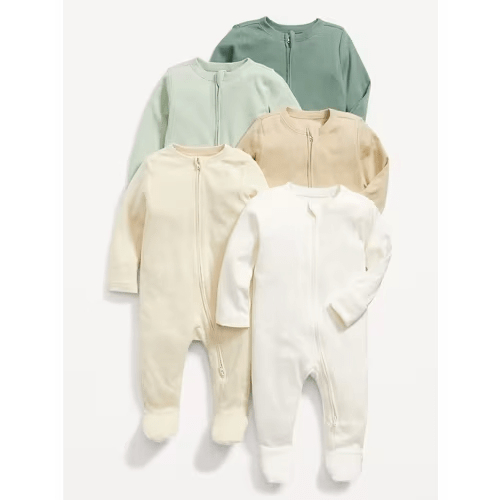 Unisex 2-Way-Zip Footie Sleep & Play One-Piece 5-Pack for Baby | Old Navy
