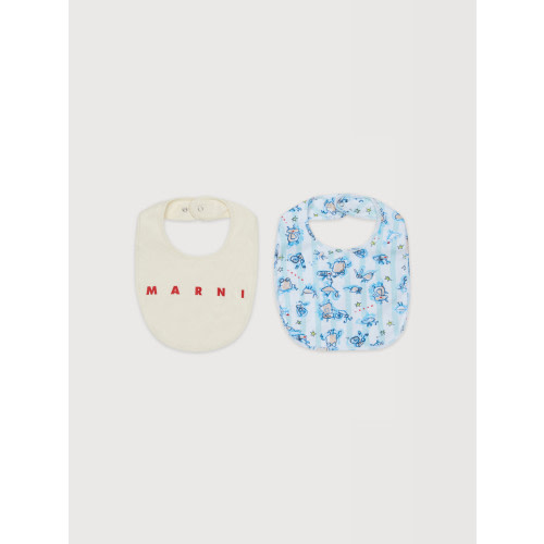 Set of 2 multicolor solid and printed cotton bibs | Marni