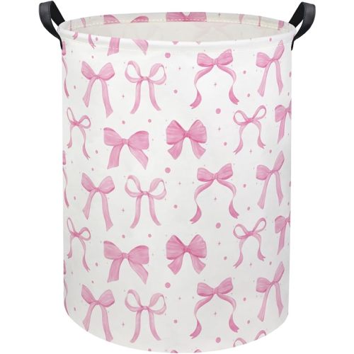 HIYAGON Baby Laundry Basket Baby Hamper for Nursery Girl Kids Butterfly Hamper Cute Kids Toys Storage Bin Organizer Butterfly Room Decor for Home(Dreamy Bowknot)