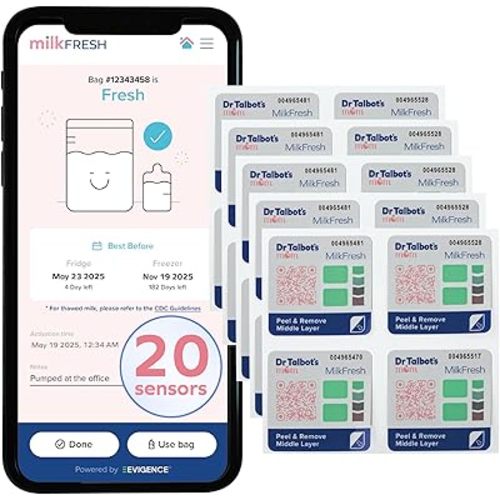 Dr. Talbot's Mom MilkFresh Breastmilk Freshness Sensors - Pairs with App to Monitor Time and Temperature - 20 Count