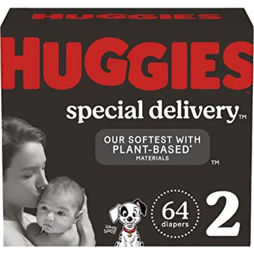 Hypoallergenic Baby Diapers Size 2 (12-18 lbs), Huggies Special Delivery, Fragrance Free, Safe for Sensitive Skin, 64 Ct