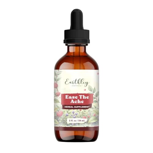 Earthley Wellness Ease the Ache, Natural Hormone Support for Cramps, Bloating, Mood Swings, and Postpartum Discomfort, Cramp Bark, Red Raspberry Leaf, Motherwort, Nettle (2oz)